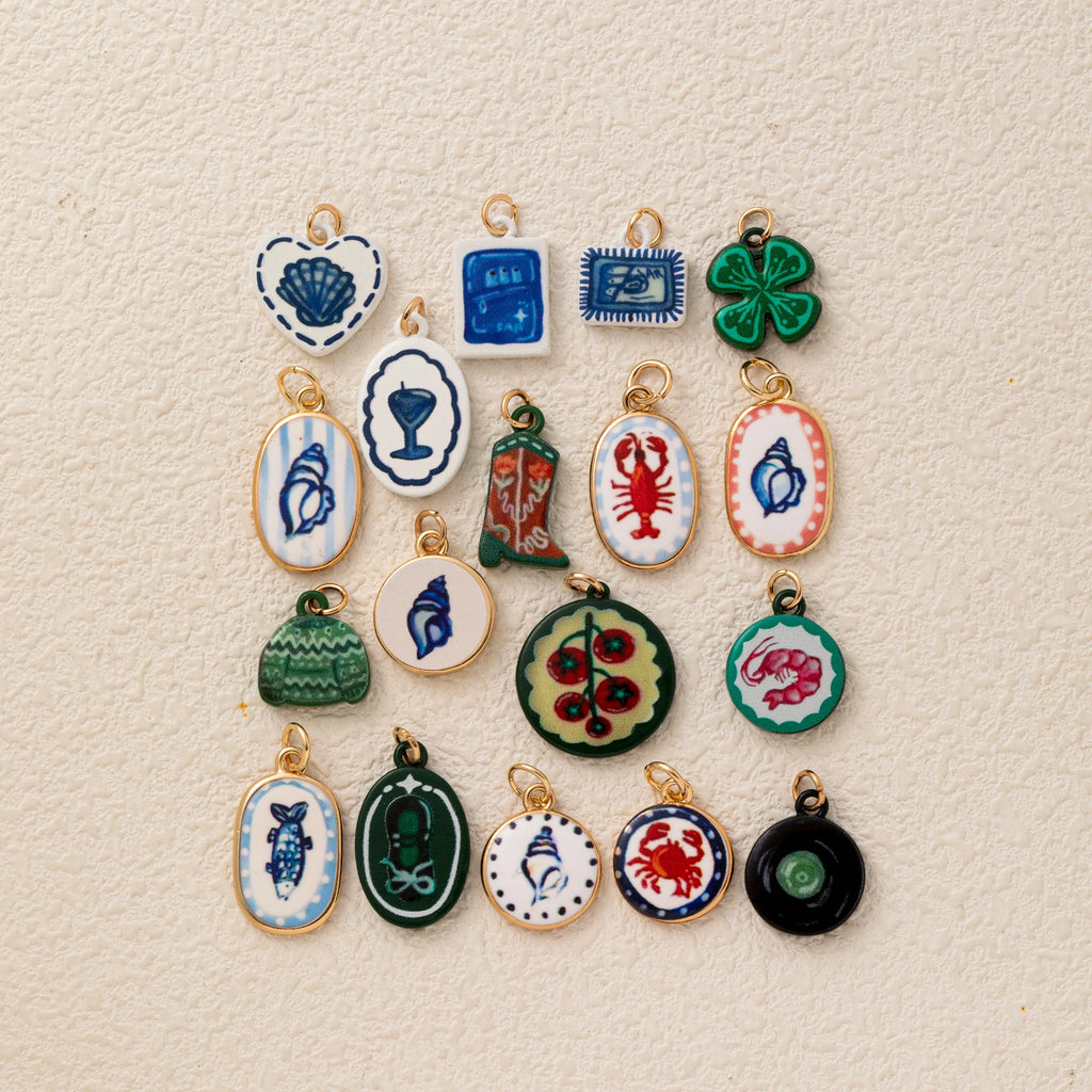 Fashionable Ceramic Crab, Lobster & Four-Leaf Clover Flower DIY Charms – Trendy Jewelry Making Accessories