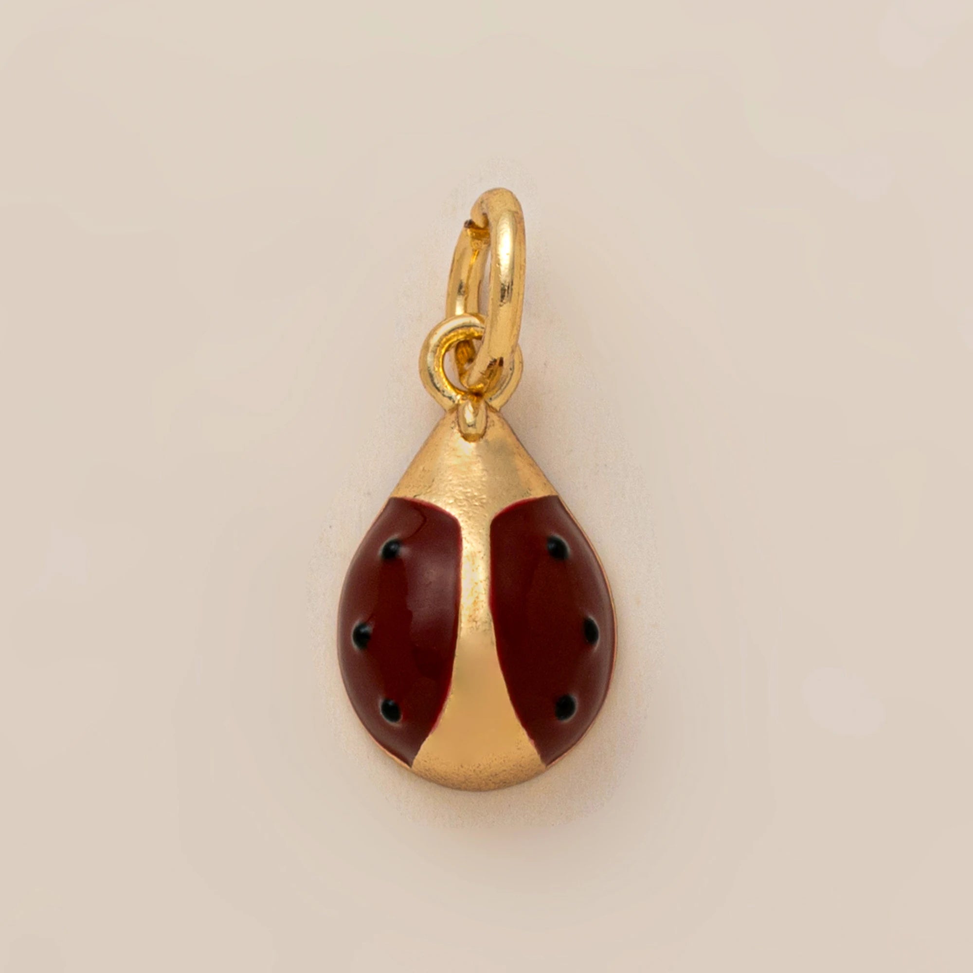 Heart-Shaped Ladybug Pendant Charm – 18K Gold Plated Stainless Steel DIY Jewelry